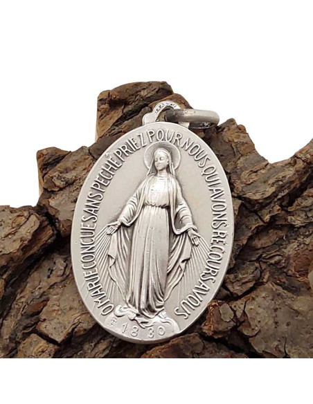 Medaglia argentata della Vergine Miracolosa - 45 mm
