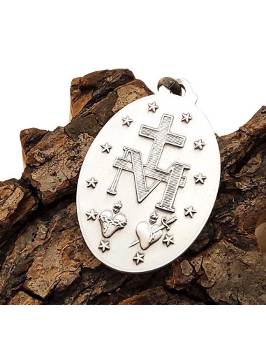 Verzilverde medaille van de Wonderbaarlijke Maagd - 45 mm