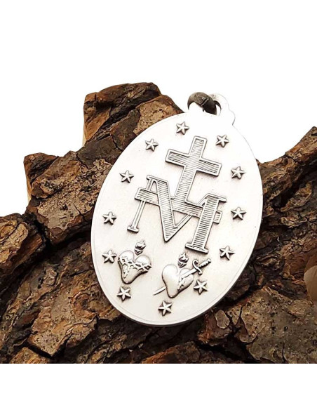 Medaille Wundertätige Jungfrau versilbertes Metall - 45 mm