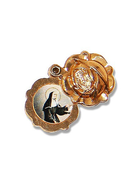 Medaille van de heilige Rita in de vorm van een bloem
