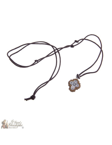 Kruis hanger Heilige geest & beschermheiligen - olijfhout