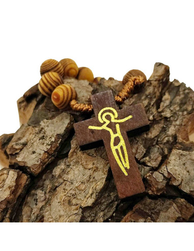 Rosenkranz aus braunem Holz - Rückseite