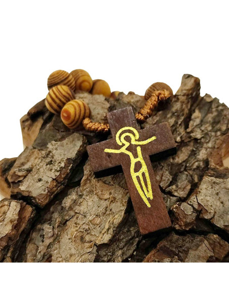 Rosenkranz aus braunem Holz - Rückseite