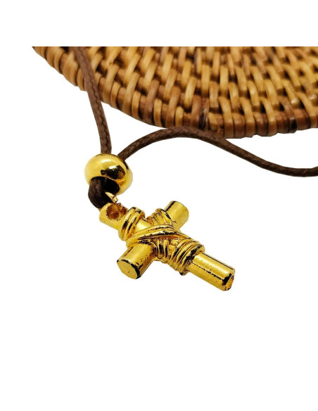 Tied cross - gold metal