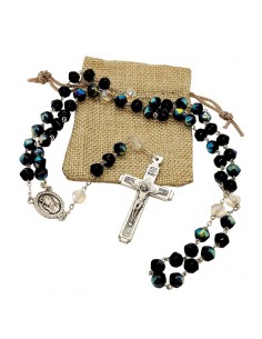 Chapelet Bleu et noir perles à facettes