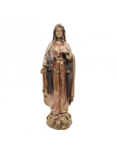 Statue Vierge Marie - Triptyque résiné bronze - 27 cm - Fermée.