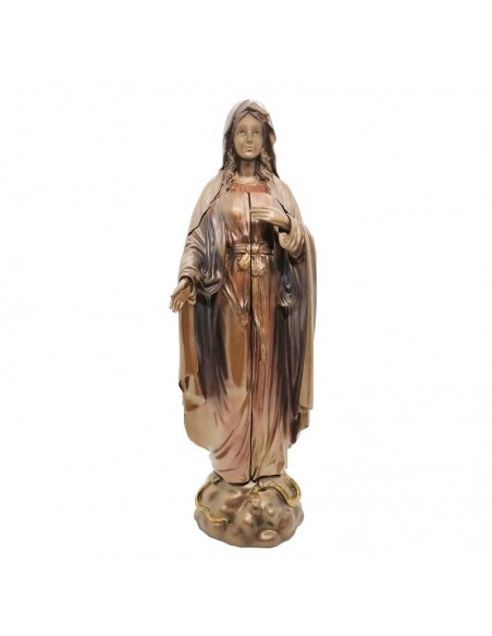Statue Vierge Marie - Triptyque résine bronze - 27 cm - Fermée.
