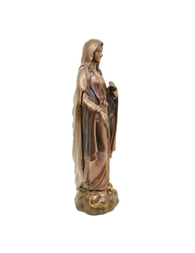 Estatua Virgen María - Tríptico de resina de bronce - 27 cm - Lateral
