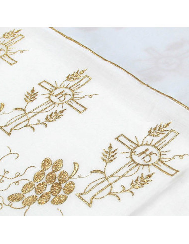 Altar tablecloth embroidery cross gold - 3 sides