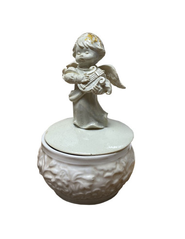 Englische Bonbonschachteln aus Keramik mit Musik-Engeln - 3x6 Stück