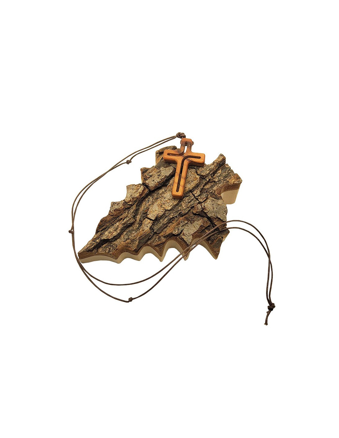 Grande Collana Pendente A Croce In Legno Di Sandalo – Uomo E Donna, Catena Casual Boscosa, Legno Naturale