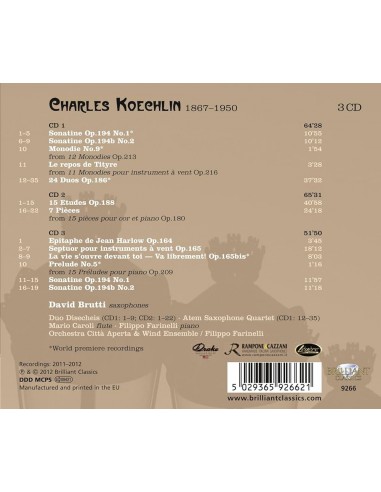 Koechlin - Complete music for saxophone - CD