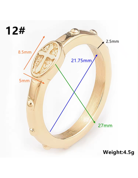 Ten stainless steel ring - 18 carat gold plated