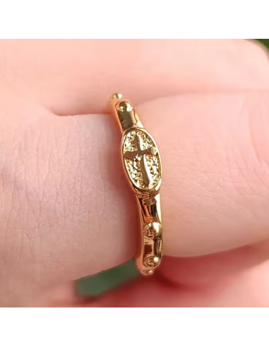 Anillo de acero inoxidable - chapado en oro de 18 quilates