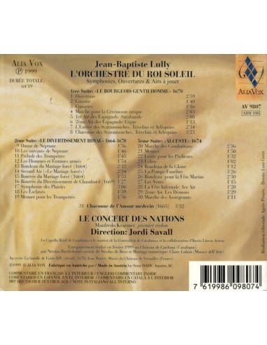 L'Orchestre du Roi Soleil par Jean-Baptiste Lully - CD