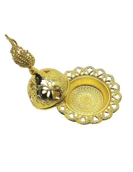 Small gold-plated incense burner - flame 1