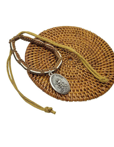 Lederarmband Erzengel Michael und Schutzengel, handgefertigt