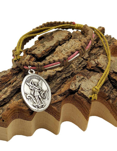 Bracelet macramé Saint Michel et Saint Raphaël – médaille réversible
