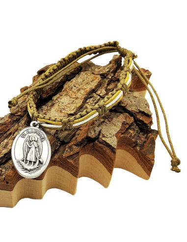Bracelet macramé Saint Michel et Saint Raphaël – kaki clair
