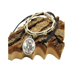 Bracciale macramè San Michele e San Raffaele – bianco e nero