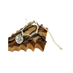 Bracelet tressé Archanges Saint Michel et Saint Raphaël - blanc 1