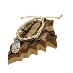 Geweven leren armband Aartsengelen Sint Michiel en Sint Rafaël - wit 2