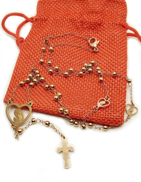 Rosario in acciaio inox - colore oro rosa e oro rosa