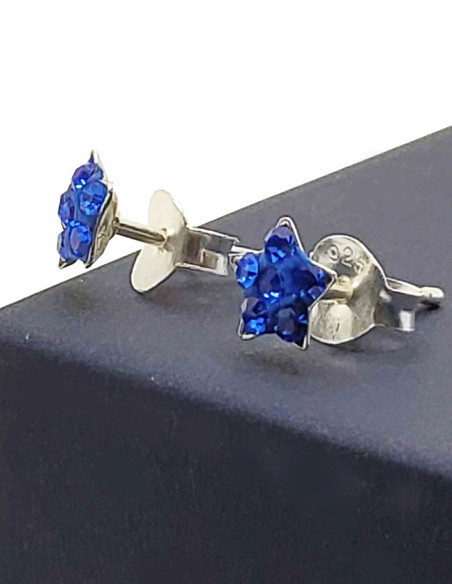 Blauwe ster oorbellen - Zilver 925