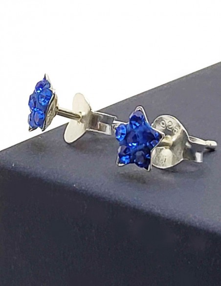 Pendientes estrella azul - Plata 925