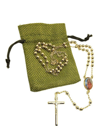Rozenkransketting Heilig Hart van Maria, 14k verguld – 60 cm
