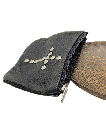 Black leather case with cross