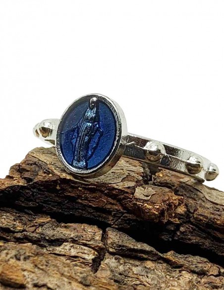 Anello rosario della Vergine Miracolosa - Blu scuro trasparente
