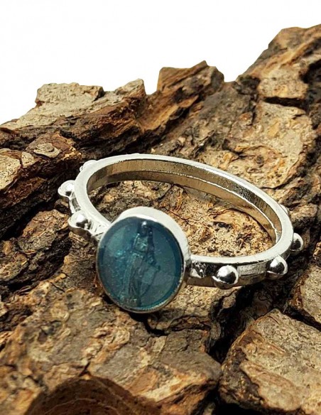 Rosenkranzring der Wunderbaren Jungfrau - Hellblau transparent