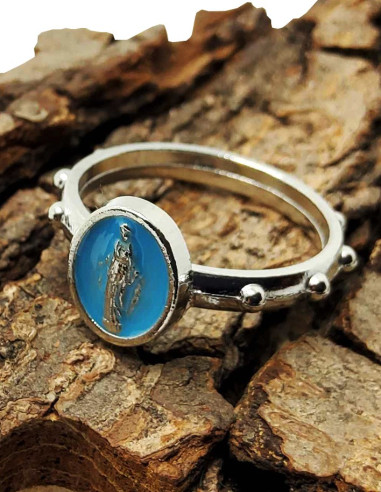 Anillo rosario de la Virgen Milagrosa - Azul claro opaco