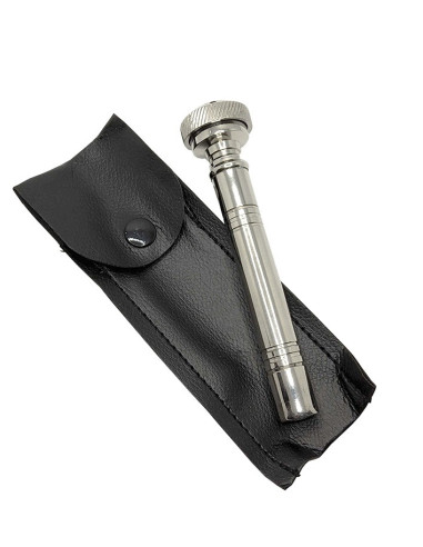 Silberfarbenes Aspergill mit Kunstlederetui – Handarbeit, 12 cm
