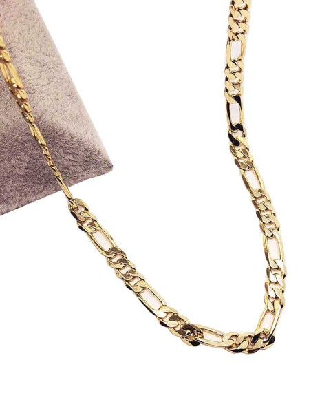 Cadena figaro gruesa chapada en oro de 14k - 55 cm