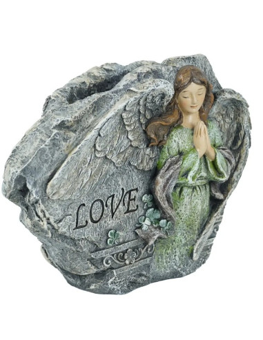 Bloempot met biddende engel van polyresin – LOVE