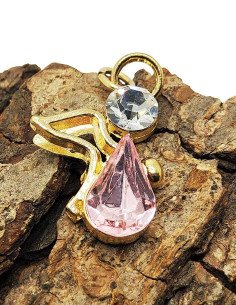 Pendentif Ange Strass Rose et Blanc Doré – Bijou Ange Porte-Bonheur et Protection