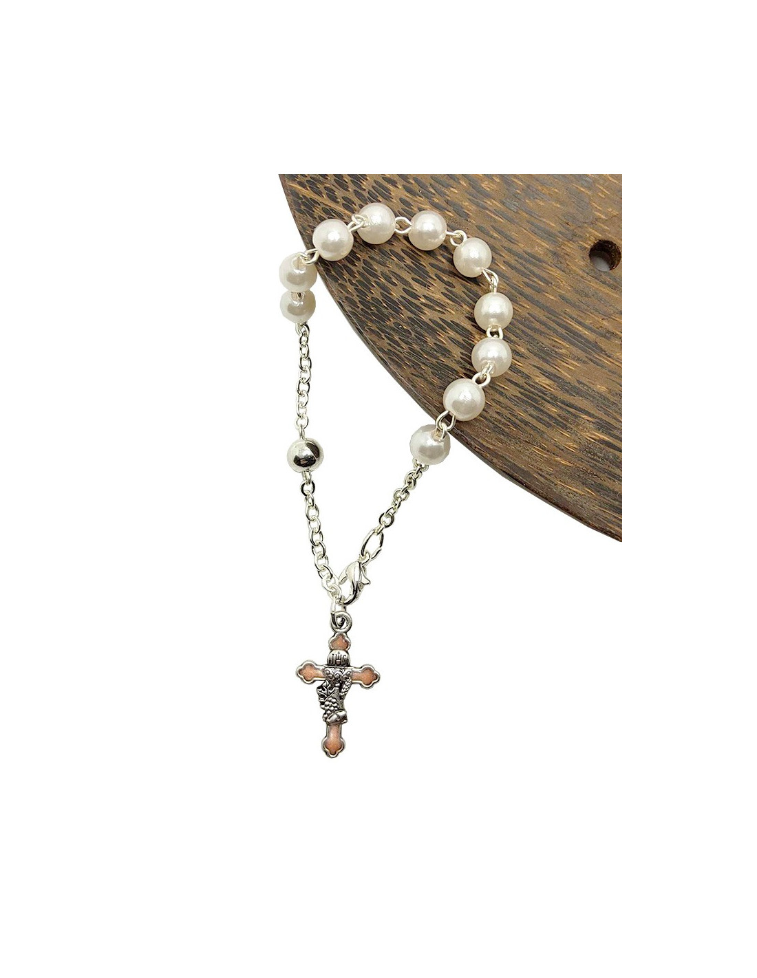 Bracciale Rosario Elastico Con Medaglia San Benedetto E Croce - Perle Ematite Nere