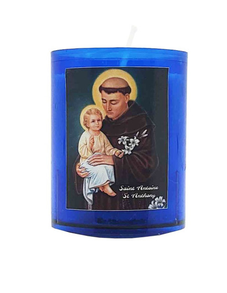 Blaue Nachtkerzen mit dem Heiligen Antonius - 10 Stk.