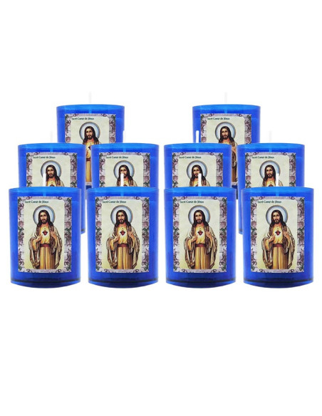 Candele notturne blu Sacro Cuore di Gesù - 10 pezzi