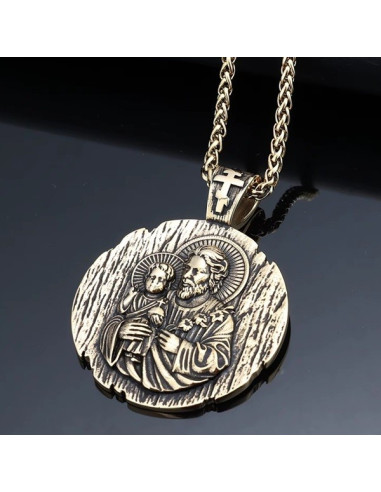 Collier Saint Joseph - Saints Patrons Pour Mariage - Étain Sans Toxine - Neuf Sans Emballage