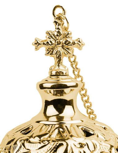 Geschnitztes goldenes Räuchergefäß mit Kreuz