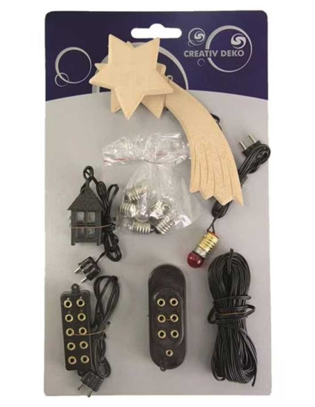 Shooting star and lantern - Christmas crib decoration set