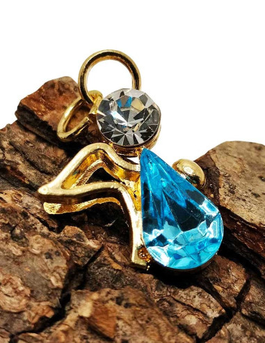 Pendentif Ange Strass Bleu et Blanc Doré – Bijou Ange Porte-Bonheur