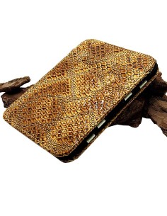 Porte-billet et porte-carte magique en similicuir doré effet serpent