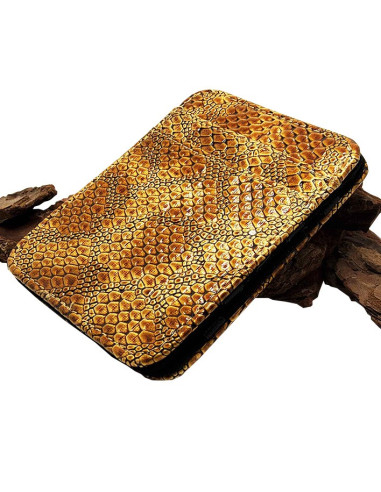 Snake-effect gold imitation leather magic card and ticket holder