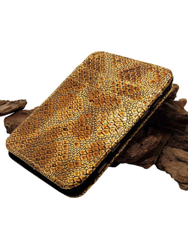 Snake-effect gold imitation leather magic card and ticket holder