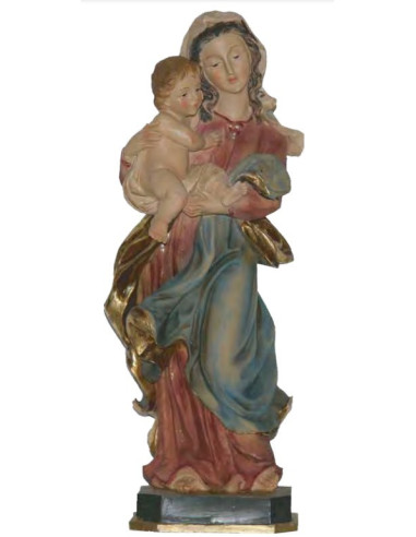 Virgin Mary with Child statue in colored resin - 101 cm