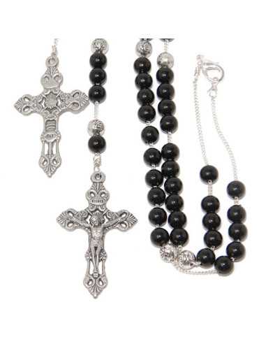 Ave Maria Rosenkranz schwarze Kunststoffperle